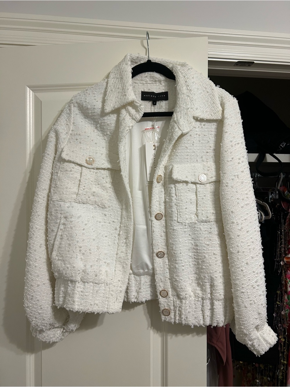 Endless Rose Ivory Tweed Button-Front Jacket
